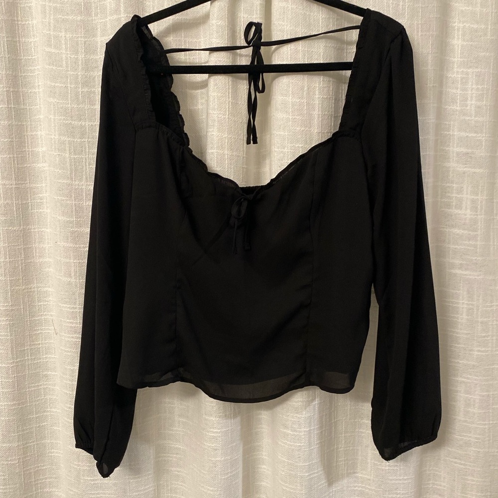 Abercrombie & Fitch Black Long Sleeve Peasant Blouse